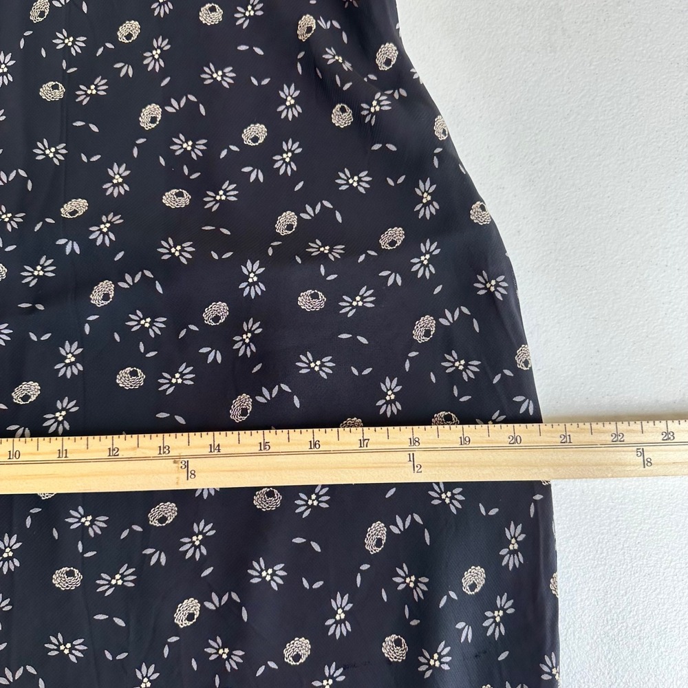 Donna Ricco Petite Size 12P Navy Floral Midi Dress Sleeveless Ruffle Hem - Picture 13 of 15